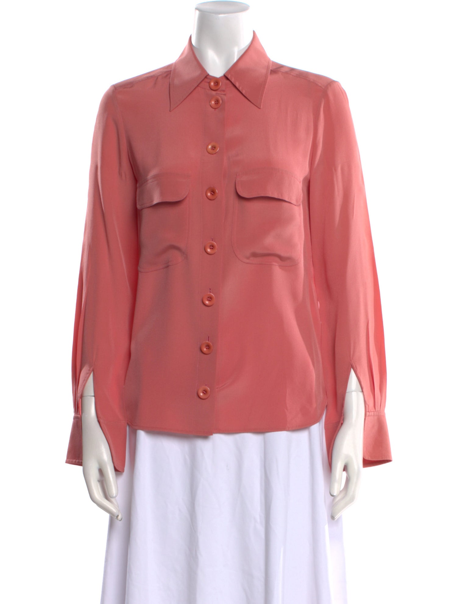 Chloé Silk Long Sleeve Button-Up Top