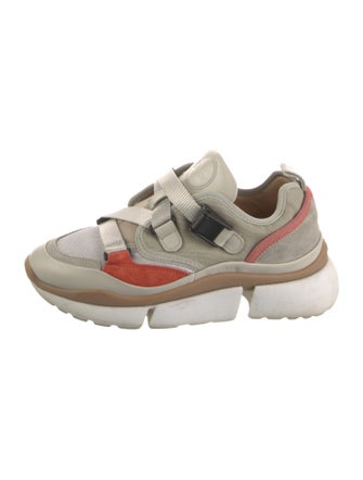 Chloé Leather Colorblock Pattern Sneakers
