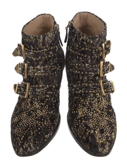 Chloé Tweed Pattern Studded Accents Boots