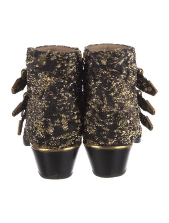 Chloé Tweed Pattern Studded Accents Boots