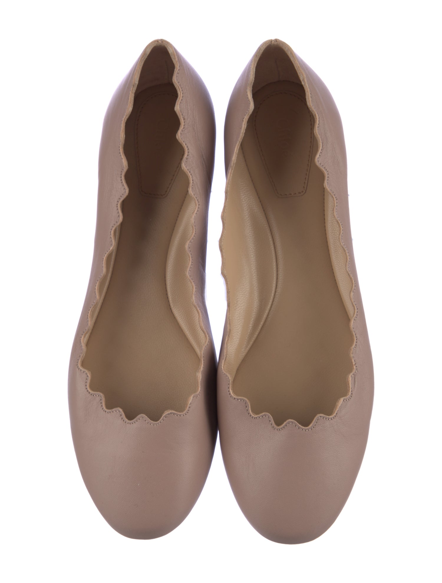 Chloé Leather Scalloped Accent Ballet Flats