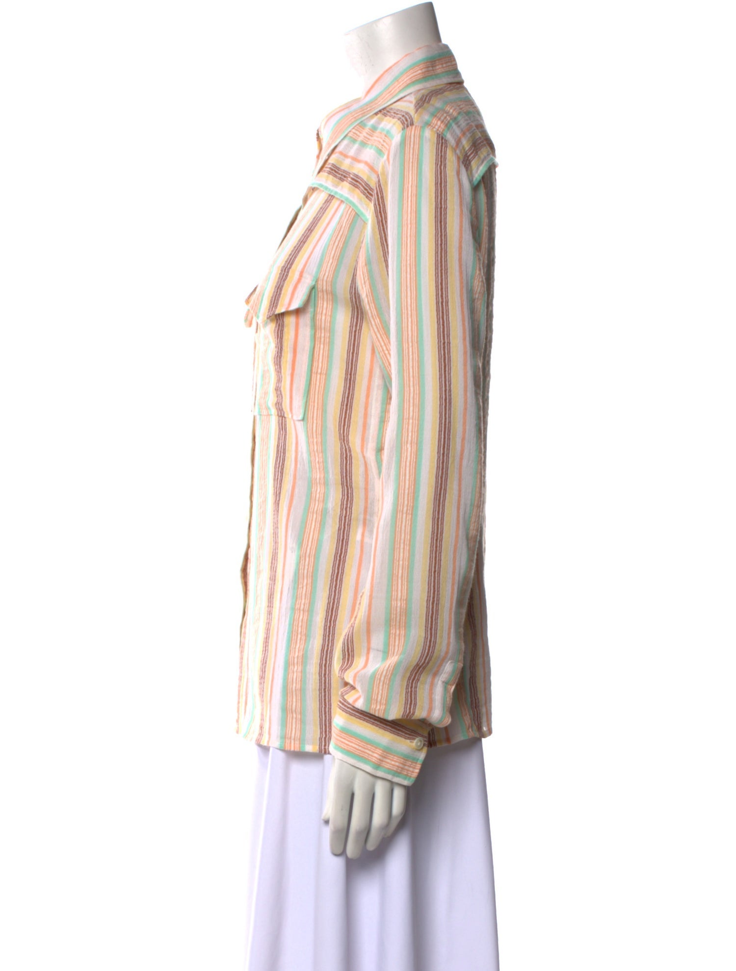 Chloé Striped Long Sleeve Button-Up Top