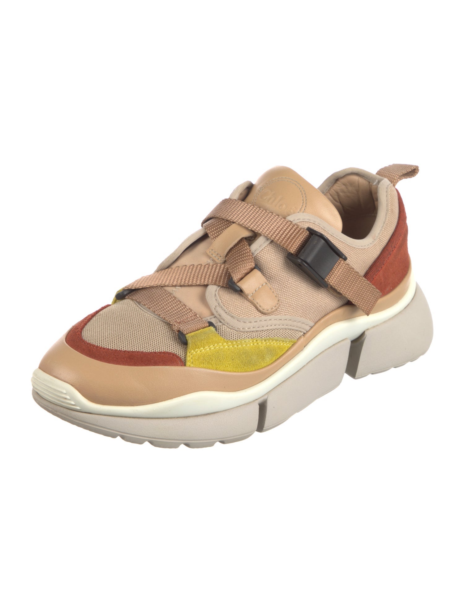 Chloé Leather Colorblock Pattern Sneakers