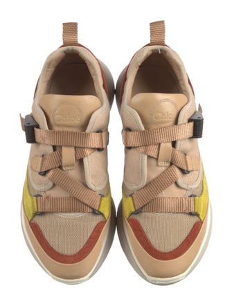 Chloé Leather Colorblock Pattern Sneakers