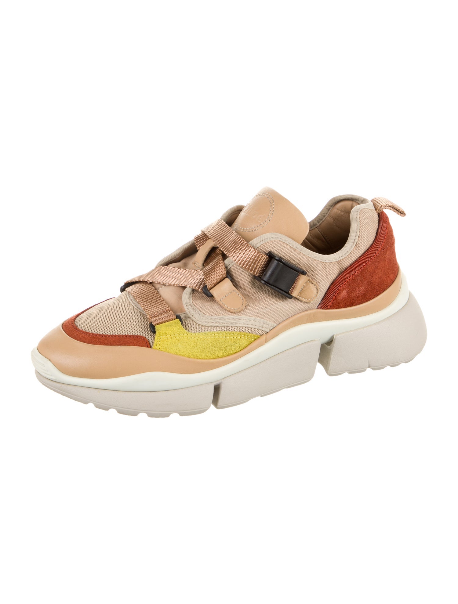 Chloé Canvas Colorblock Pattern Sneakers