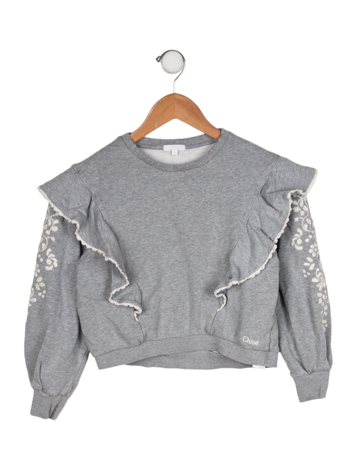 Chloé Girls Ruffle Crew Neck Sweater