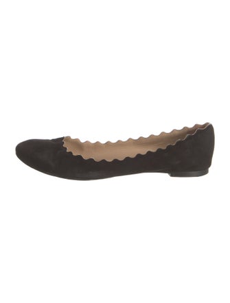 Chloé Suede Scalloped Accent Flats