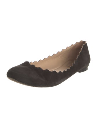 Chloé Suede Scalloped Accent Flats