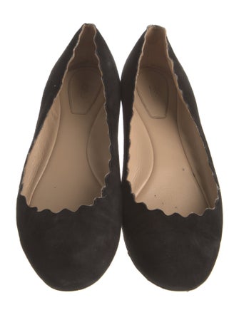 Chloé Suede Scalloped Accent Flats