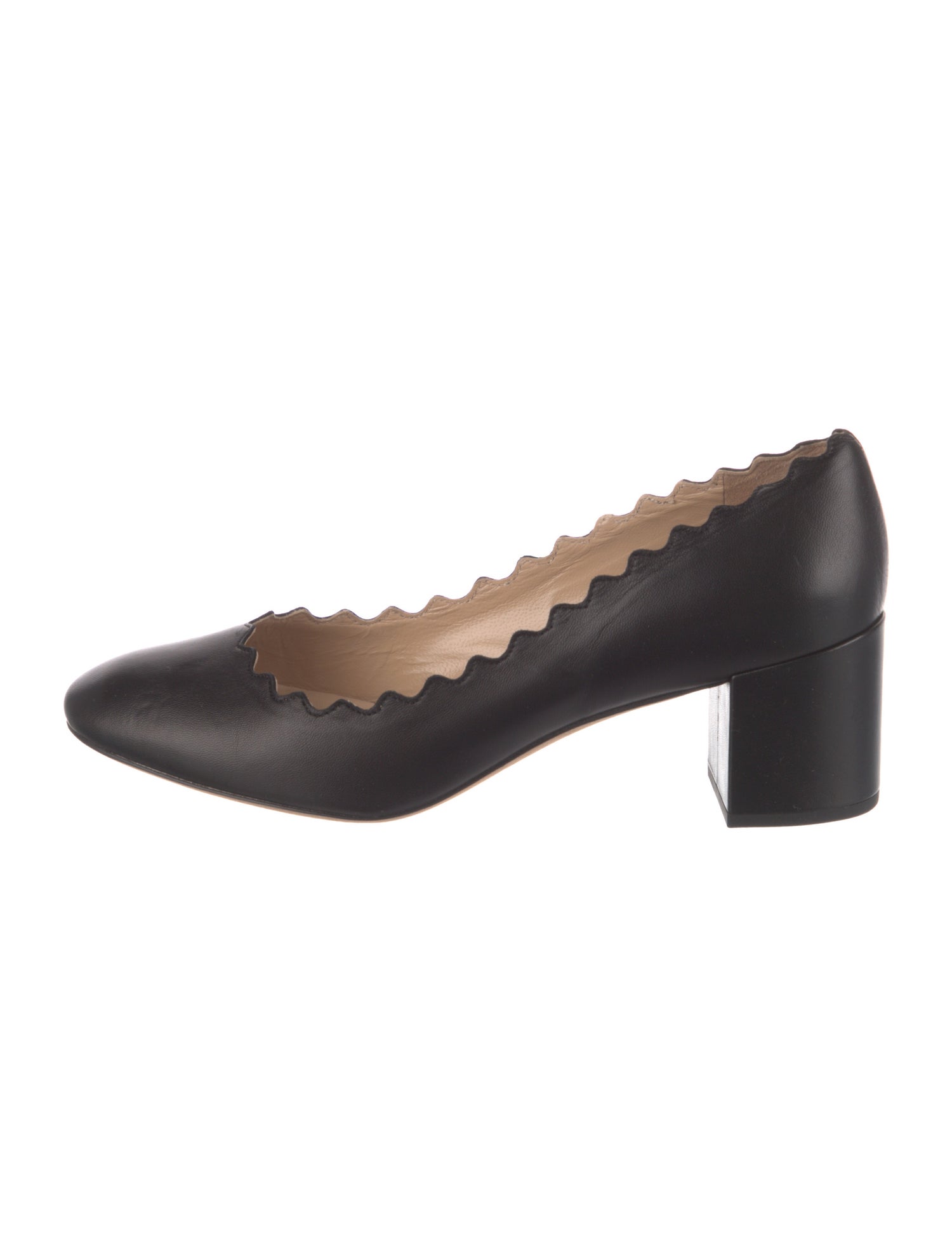 Chloé Leather Scalloped Accent Pumps