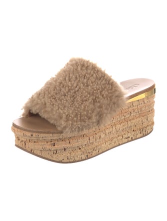 Chloé Shearling Fur Trim Slides