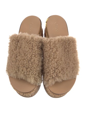 Chloé Shearling Fur Trim Slides