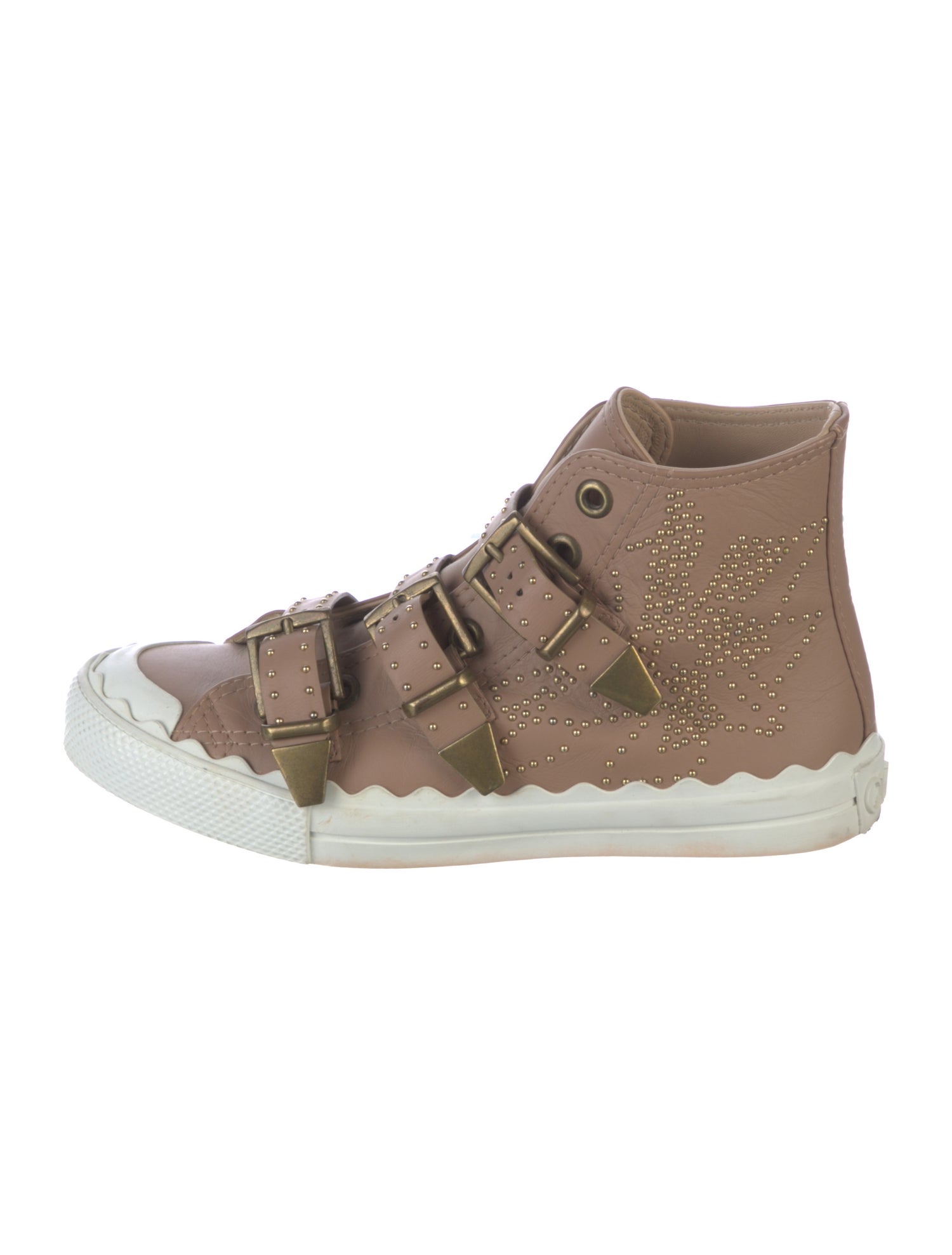 Chloé Leather Studded Accents Sneakers