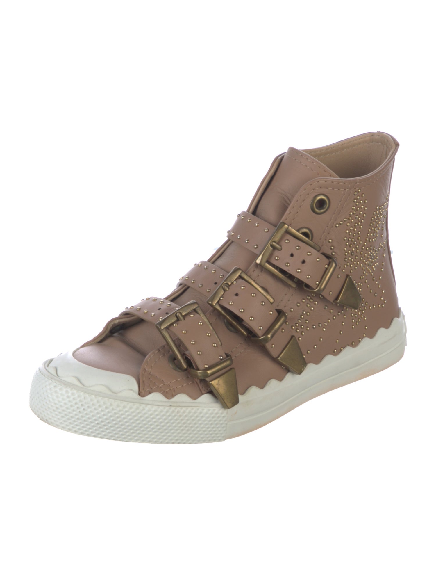 Chloé Leather Studded Accents Sneakers