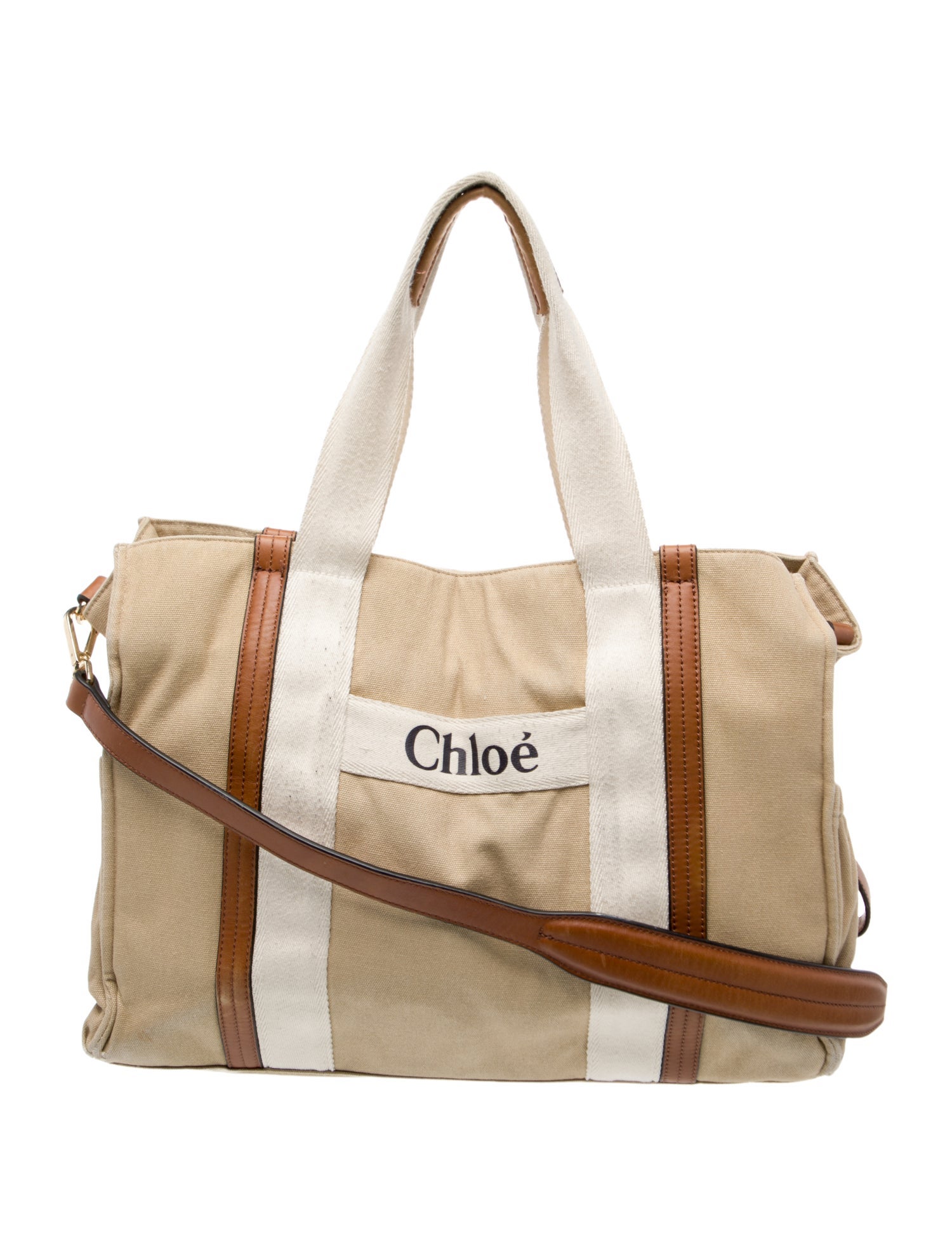 Chloé Chloé Leather Trimmed Canvas Logo Changing Bag