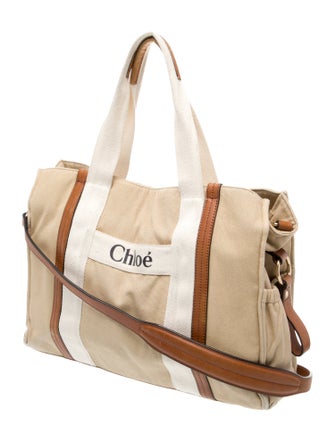 Chloé Chloé Leather Trimmed Canvas Logo Changing Bag