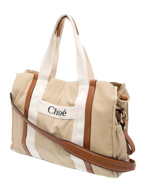 Chloé Chloé Leather Trimmed Canvas Logo Changing Bag