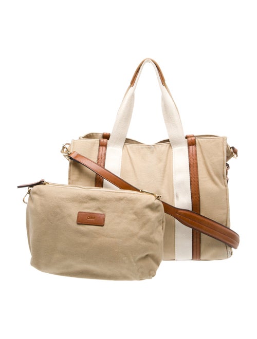 Chloé Chloé Leather Trimmed Canvas Logo Changing Bag