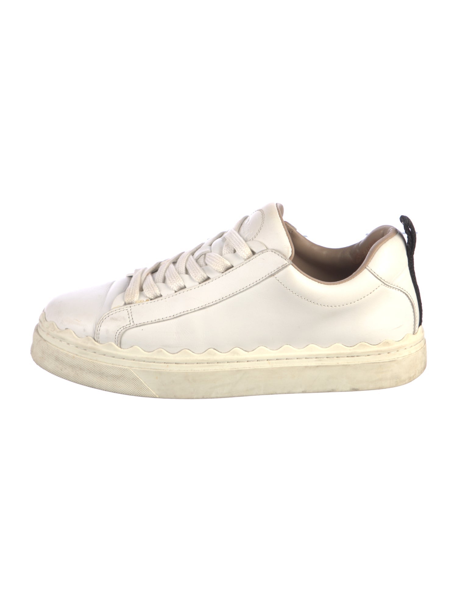 Chloé Leather Scalloped Accent Sneakers