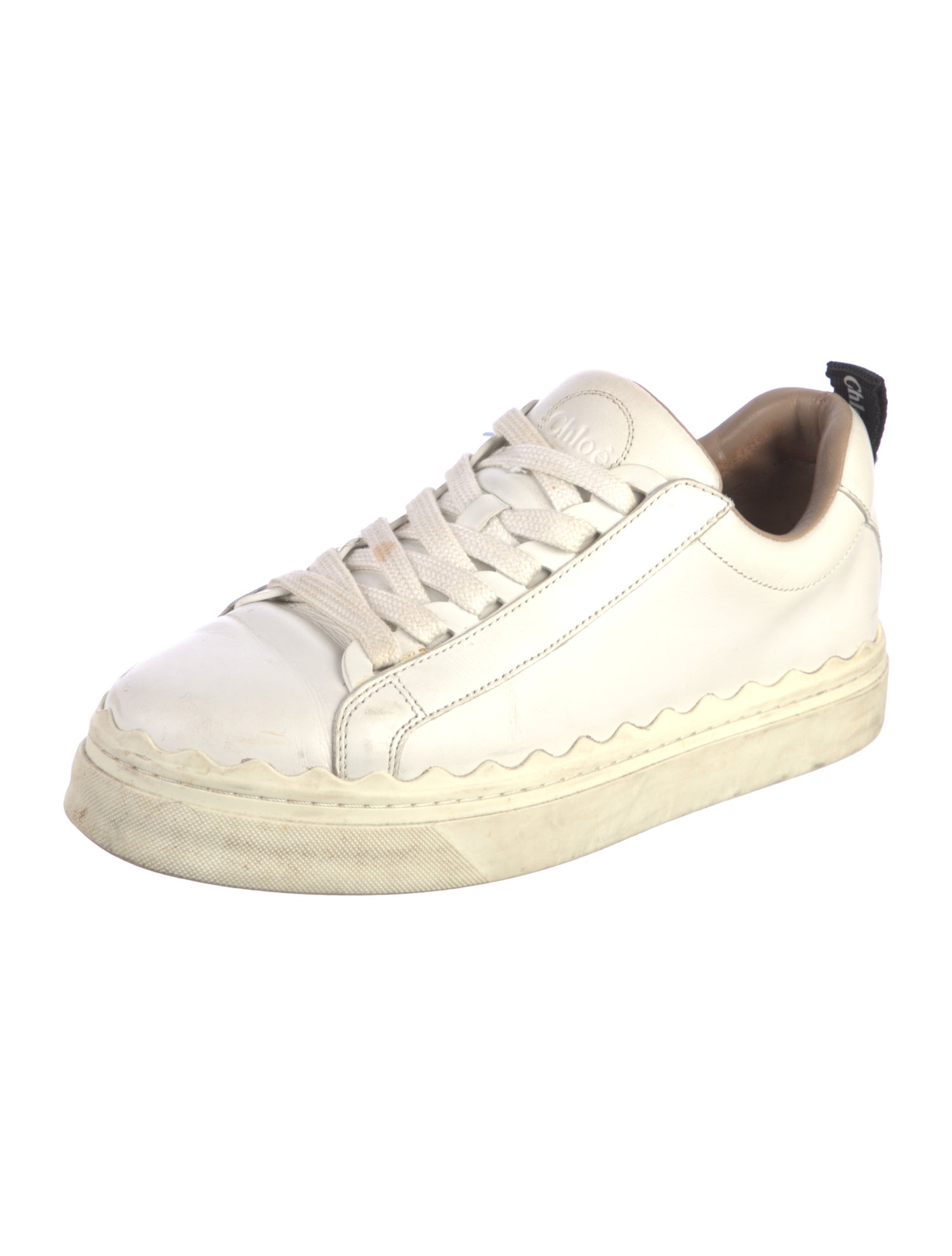 Chloé Leather Scalloped Accent Sneakers