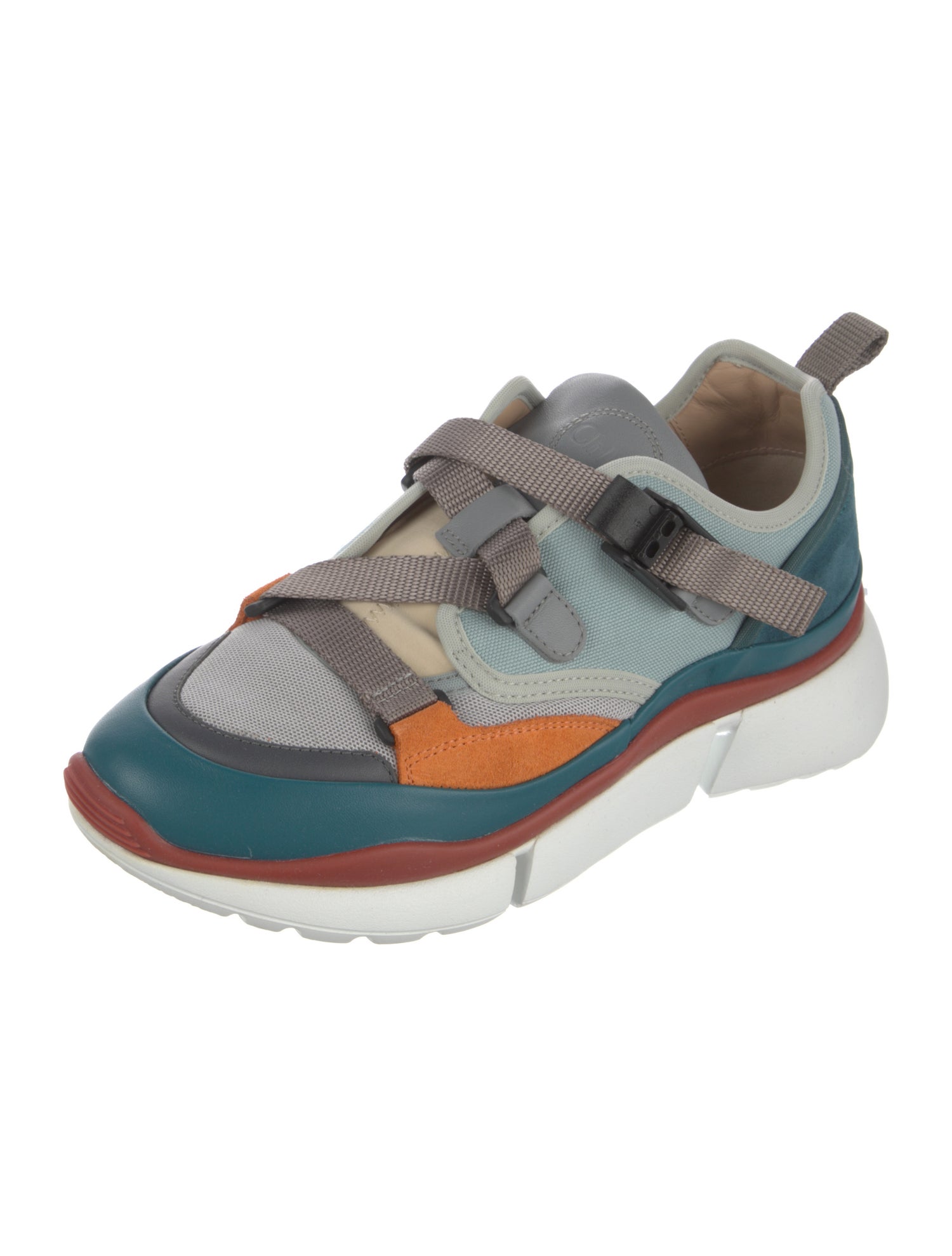 Chloé Leather Colorblock Pattern Athletic Sneakers