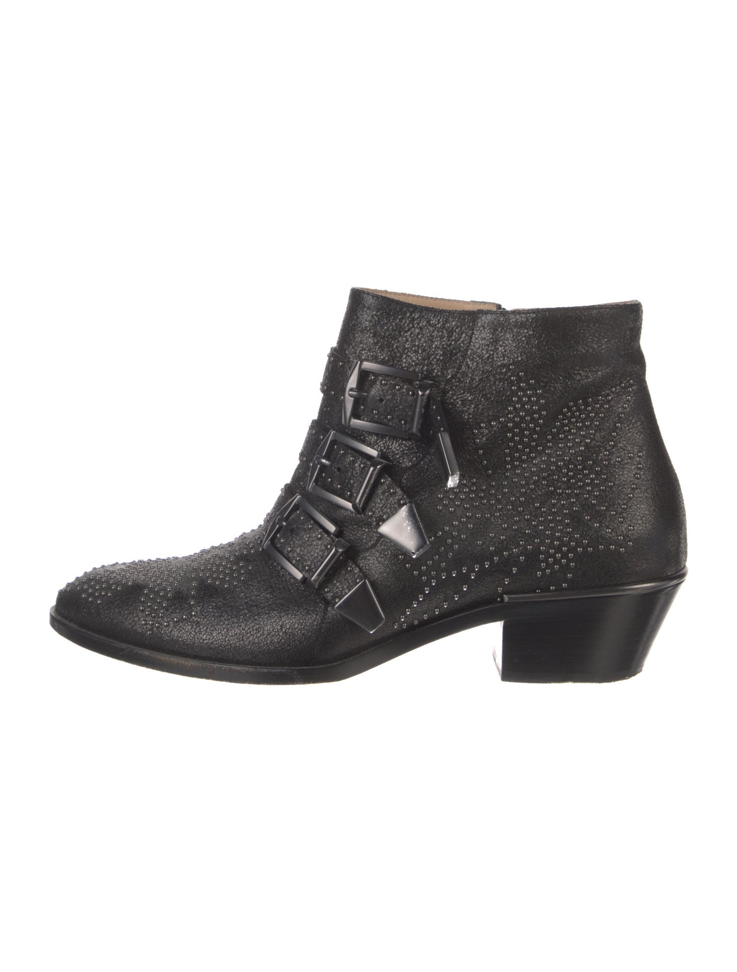 Chloé Leather Studded Accents Moto Boots