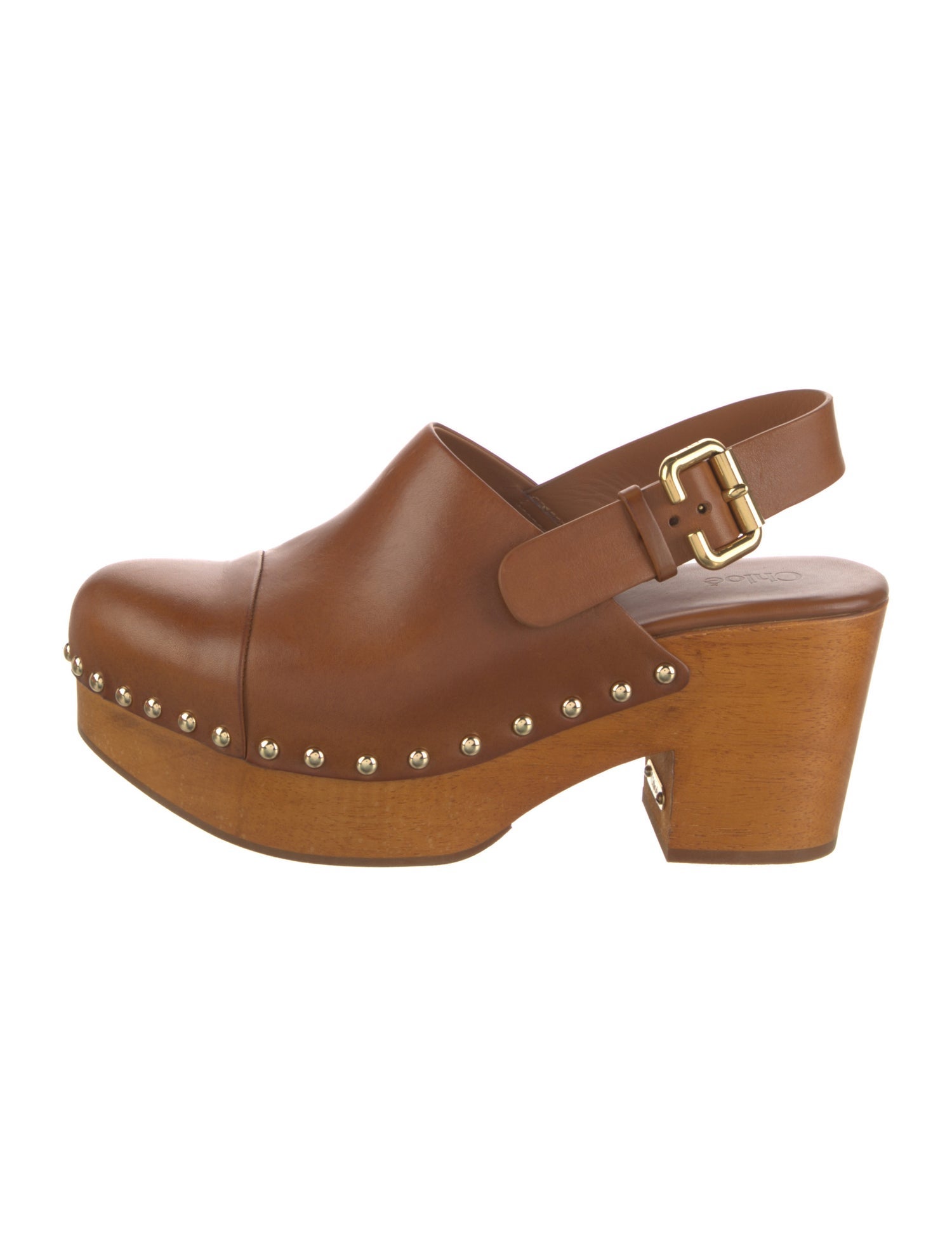 Chloé Leather Studded Accents Slingback Pumps