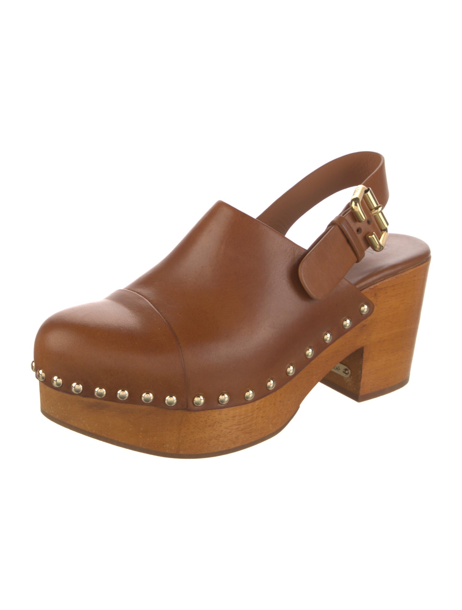 Chloé Leather Studded Accents Slingback Pumps