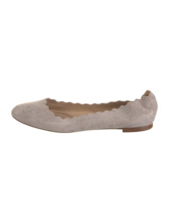 Chloé Suede Scalloped Accent Ballet Flats