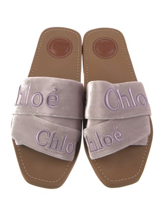 Chloé Velvet Graphic Print Slides