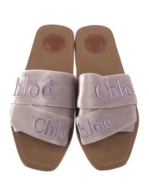 Chloé Velvet Graphic Print Slides