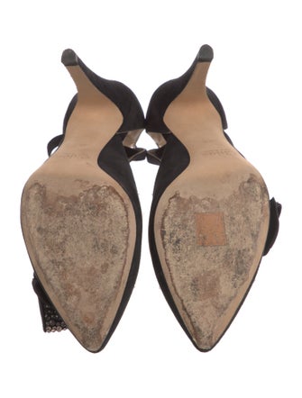 Chloé Suede Bow Accents T-Strap Pumps