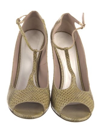 Chloé Snakeskin Animal Print T-Strap Pumps