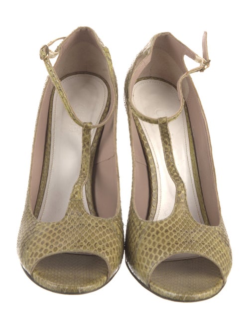 Chloé Snakeskin Animal Print T-Strap Pumps