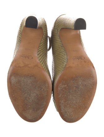 Chloé Snakeskin Animal Print T-Strap Pumps