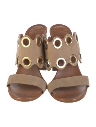 Chloé Suede Animal Print Slides