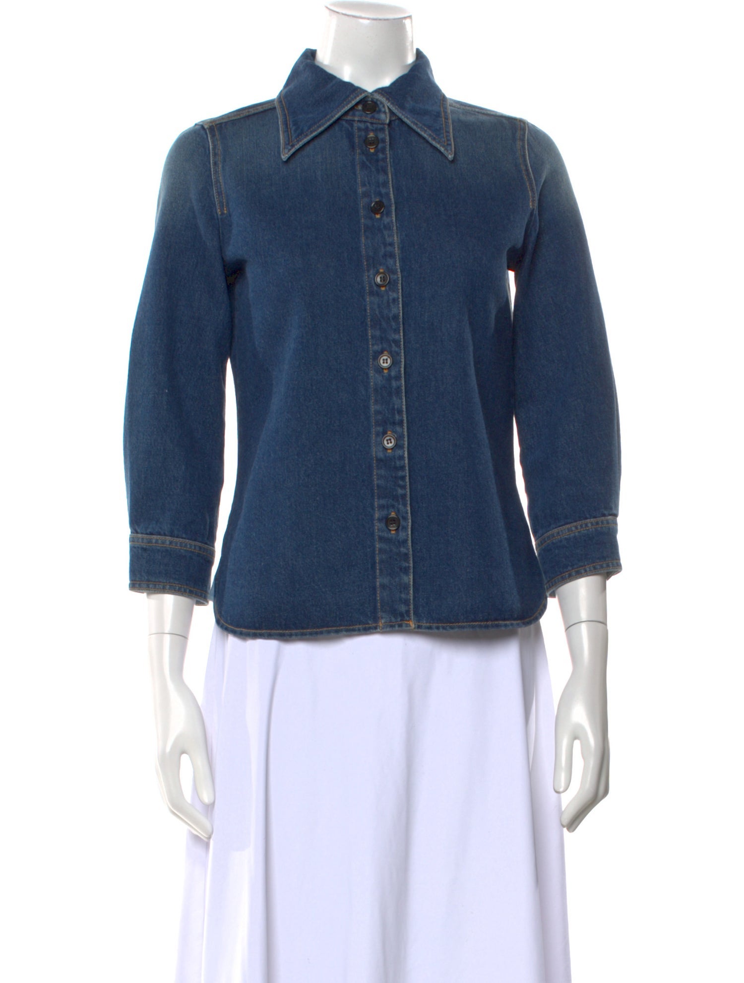 Chloé Three-Quarter Sleeve Button-Up Top