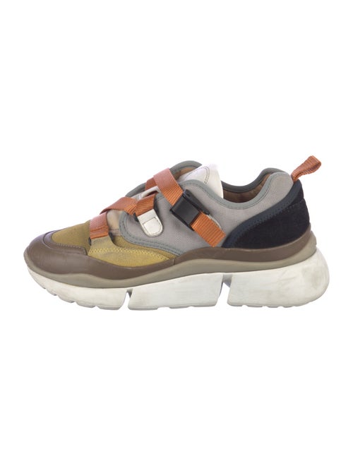 Chloé Leather Colorblock Pattern Sneakers