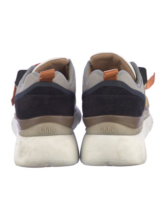 Chloé Leather Colorblock Pattern Sneakers