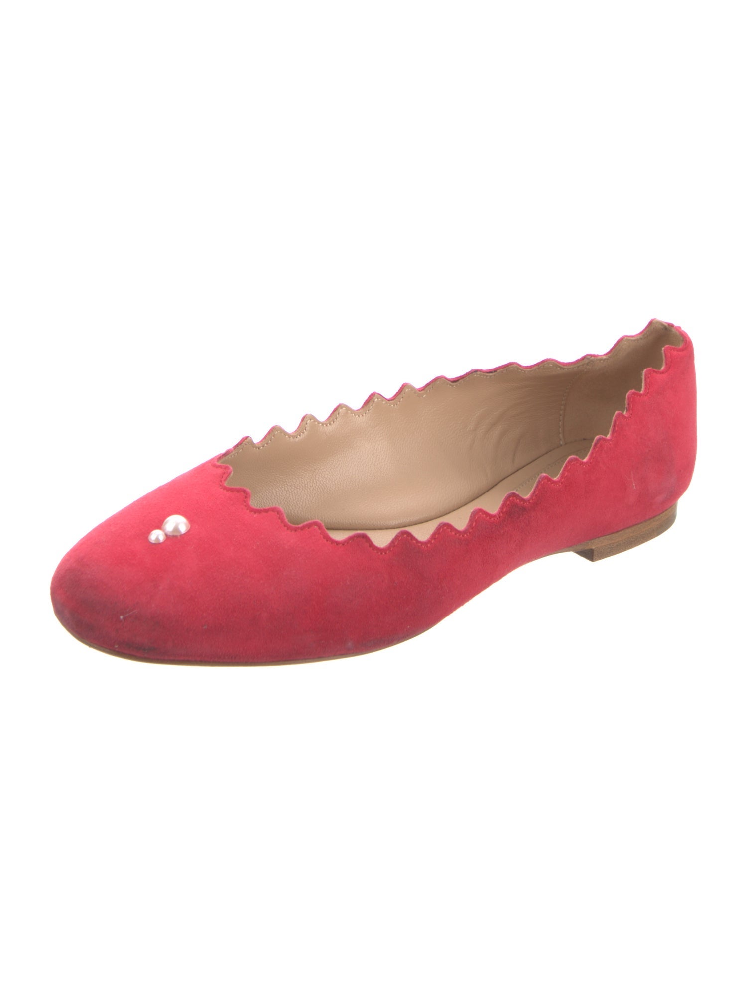 Chloé Suede Scalloped Accent Ballet Flats
