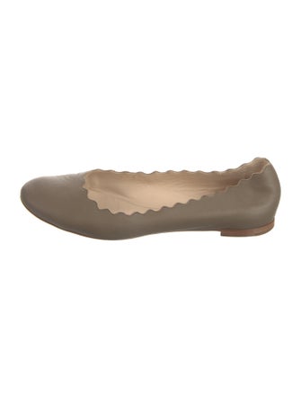Chloé Leather Scalloped Accent Ballet Flats
