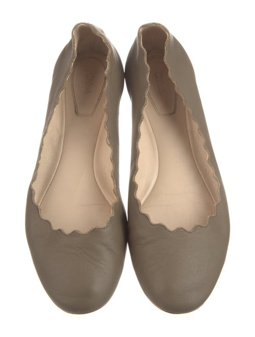Chloé Leather Scalloped Accent Ballet Flats