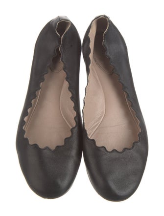 Chloé Leather Scalloped Accent Ballet Flats