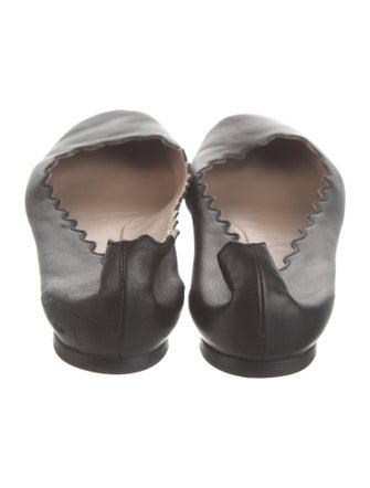 Chloé Leather Scalloped Accent Ballet Flats