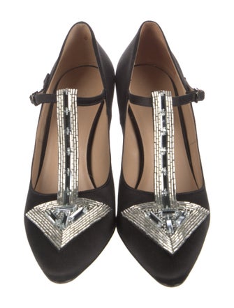 Chloé Suede Beaded Accents T-Strap Pumps
