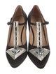 Chloé Suede Beaded Accents T-Strap Pumps