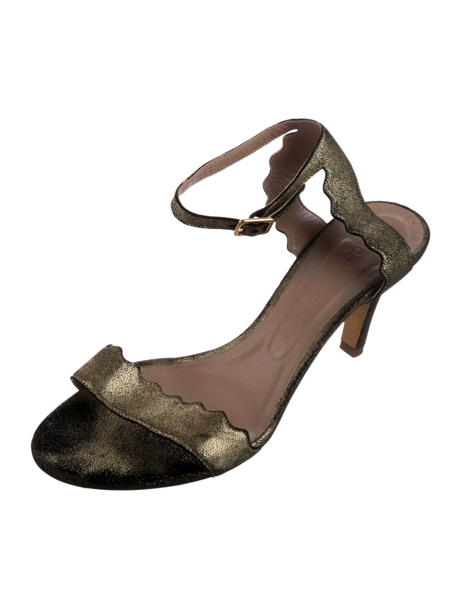 Chloé Leather Scalloped Accent Sandals