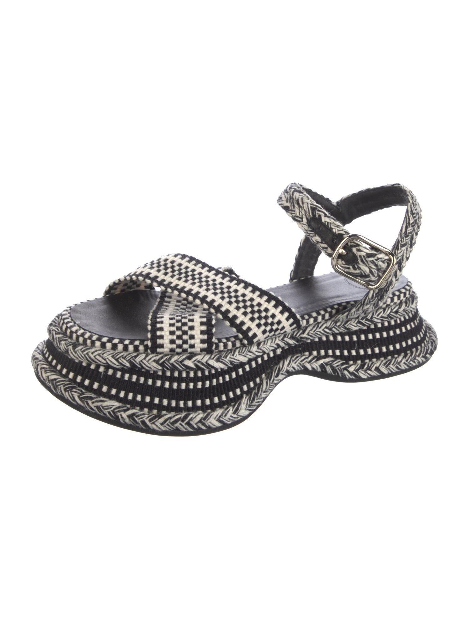 Chloé Plaid Print Braided Accents Slingback Sandals