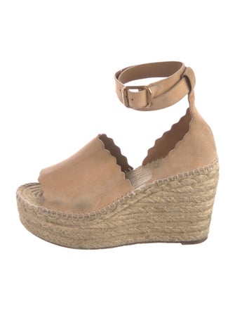 Chloé Suede Scalloped Accent Espadrilles