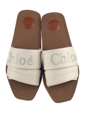 Chloé Leather Graphic Print Slides